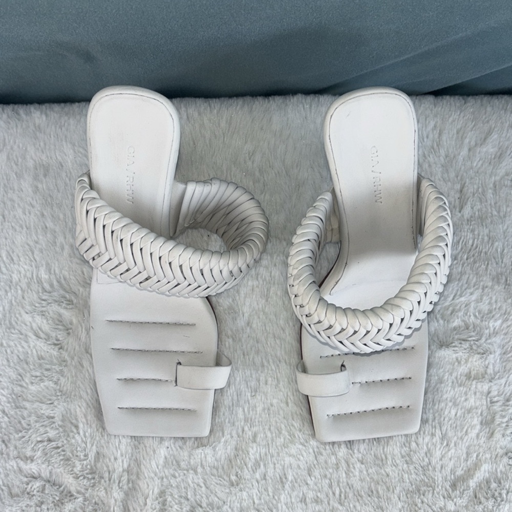EUC GIA/RHW Sandal Open Toe Slide Mule White EU 36 Retails $370 Leather Braided - Picture 2 of 10